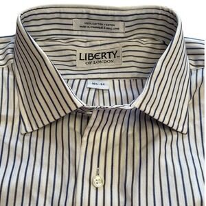 Liberty Of London Mens Striped Cotton Button Up Long Sleeve Dress Shirt 16.5/34